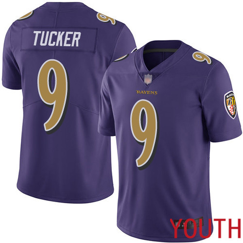 Baltimore Ravens Limited Purple Youth Justin Tucker Jersey NFL Football 9 Rush Vapor Untouchable